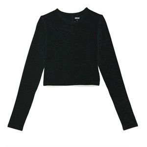 Girlfriend Collective Black ReSet Cropped Long Sleeve - Small